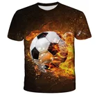 3D футболка в стиле Харадзюку, летняя детская модная крутая футболка с рисунком огня, для мальчиков и девочек, детская футболка