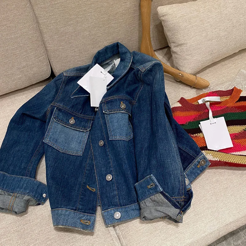 

2021 New Dark Blue Denim Jacket Women's Spring and Autumn All Match Korean Style Loose Top Jackets Temperament Slim Fashionable