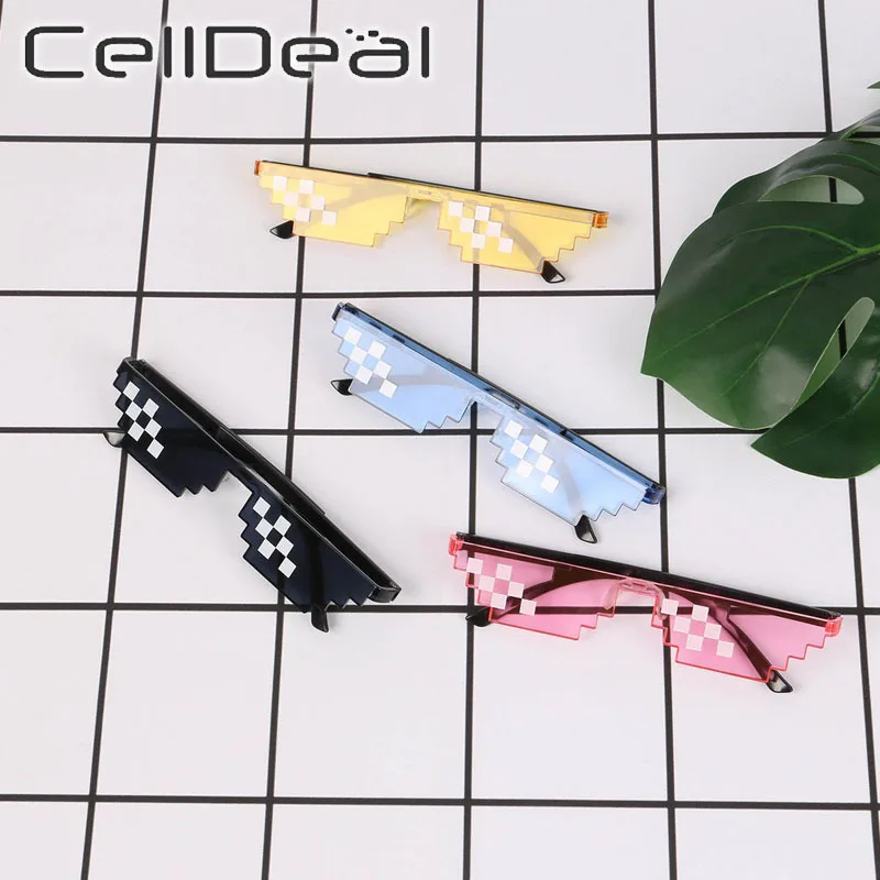 

CellDeal Men Women 8 Bit Coding Pixel Thug Life Mosaic Glasses Sunglasses Trendy Cool Super Party Funny Vintage Shades Eyewear
