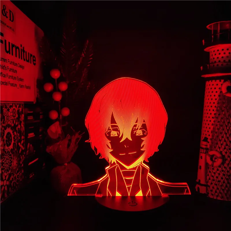 Аниме лампа BUNGO бродячие собаки DAZAI фигурная лампа 3D светодиодные ночники 7/14 Меняющие цвет огни домашний декор