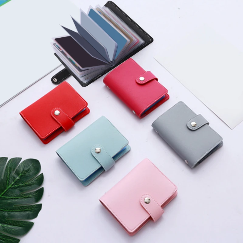 

Hasp Leather 24 Slots Bits Business Card Bag Card Case Men Women ID Holders Bank Credit Card Organizer Bags Passport Card Wallet