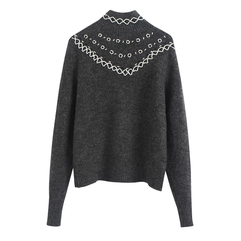 Новинка 2019 зима искусственный жемчуг теплый толстый женский свитер-пуловер