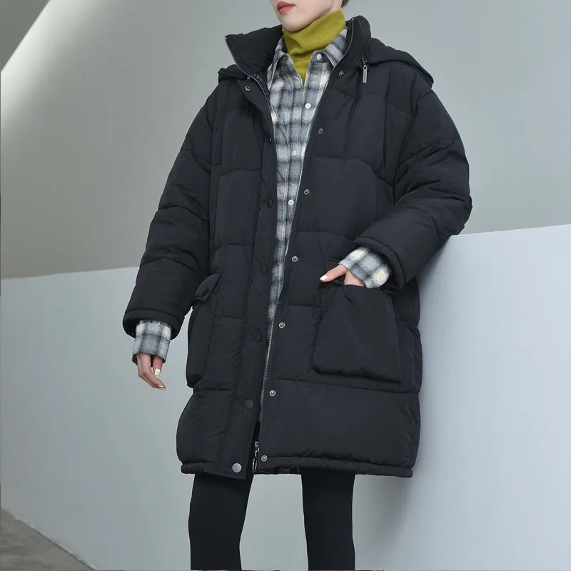 

Streerwear New 2020 Women Winter Thick Padded Coat Jacket Warm Casual Hooded Female Long Puffer Parkas Outerwear INKEO 9O068