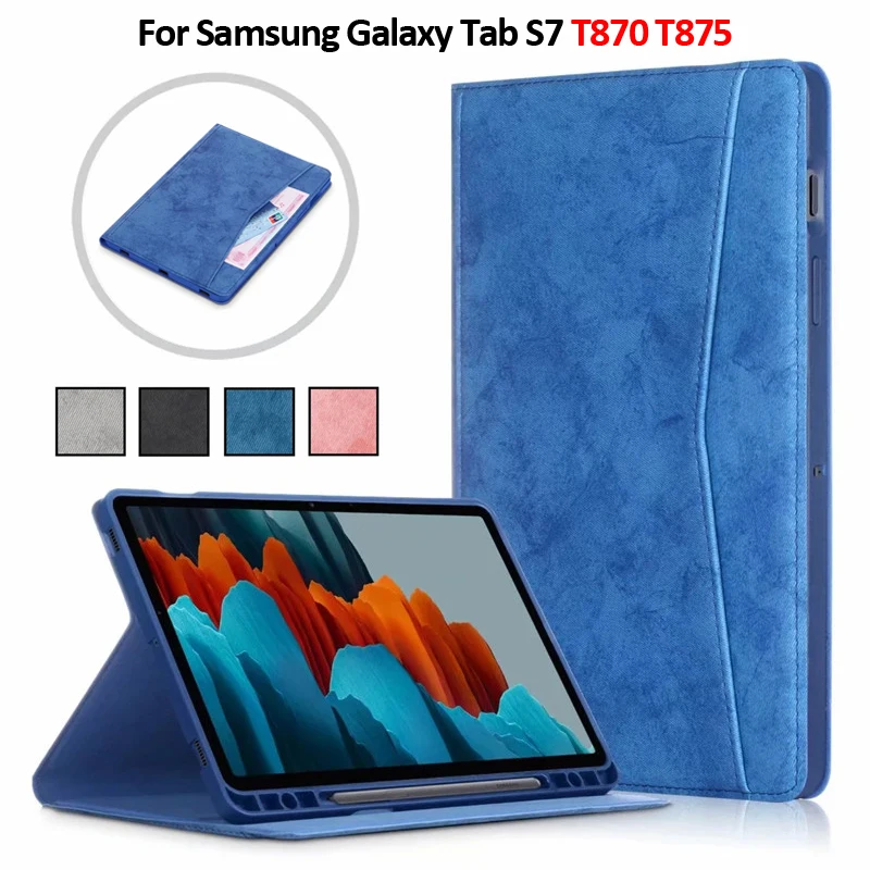 

Case for Samsung Galaxy Tab S7 Cover SM-T870 SM-T875 Wallet Smart Tablet Cover Funda for Galaxy Tab S7 Case With Pencil Holder