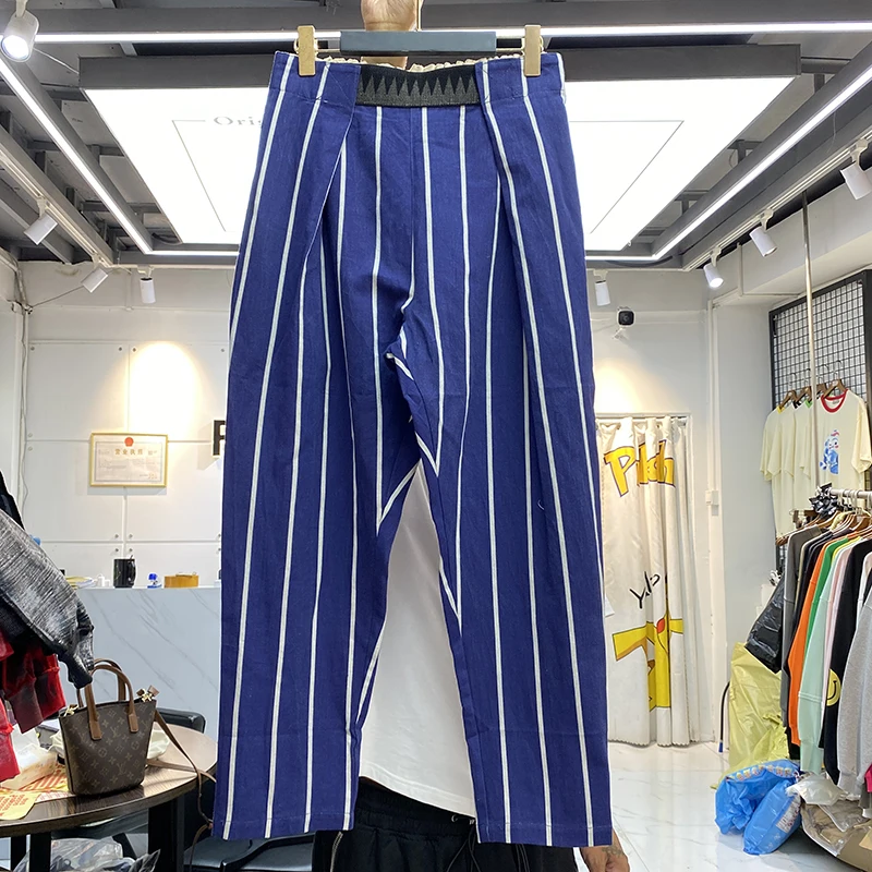 

Kapital Stripe Pants Men Women 1:1 High Quality Easy Kapital Pants Back Pockets Elastic Waist Beach Trousers