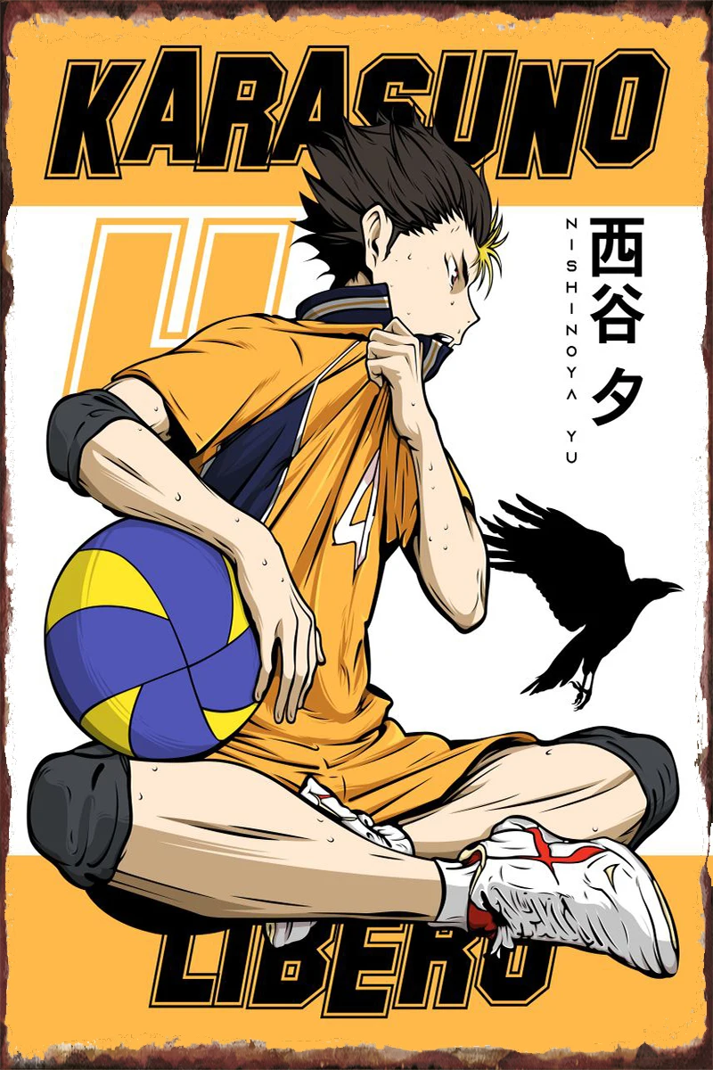 

Аниме Haikyuu Nishinoya Yu Ретро винтажный металлический знак Жестяная Табличка оловянные таблички декор стен комнаты декор для клуба человек пещер...