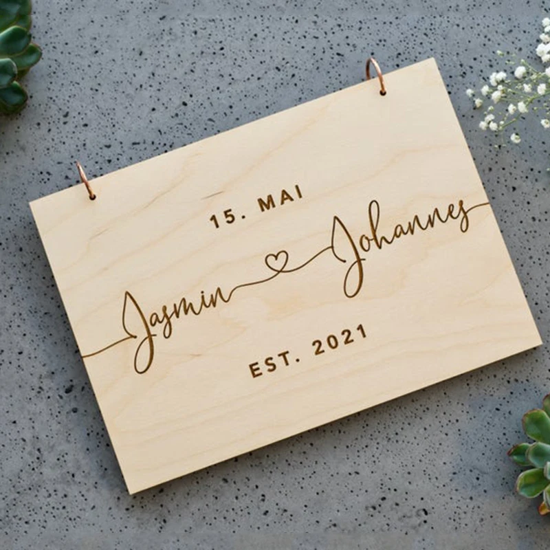 

Гостевая книга с деревянной гравировкой, альбом для свадебных гостевых книг, альтернативный фотоальбом, уникальная Свадебная Гостевая кни...