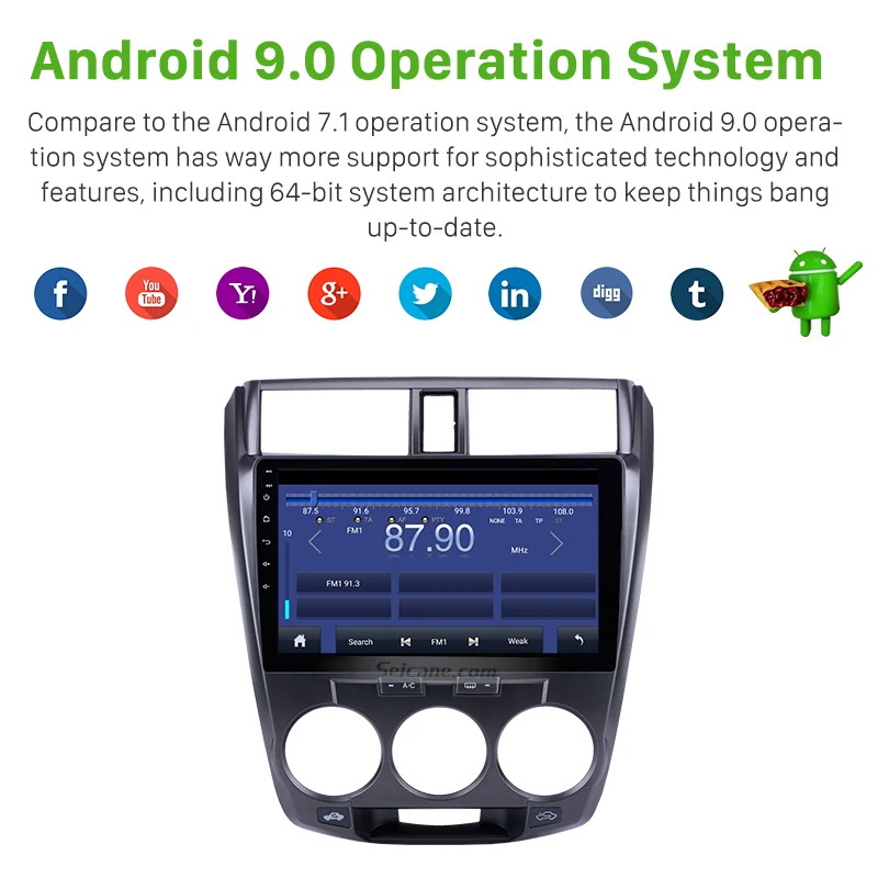 Seicane Android 9 0 2DIN 10 1 &quotавтомобильное радио GPS навигация FM WIFI для 2011-2015 2016 Honda CITY