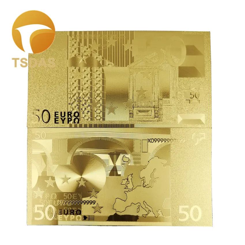 50 евро банкнот 10 шт./лот золото фольга банкноты Гравировка Ремесло для сбора