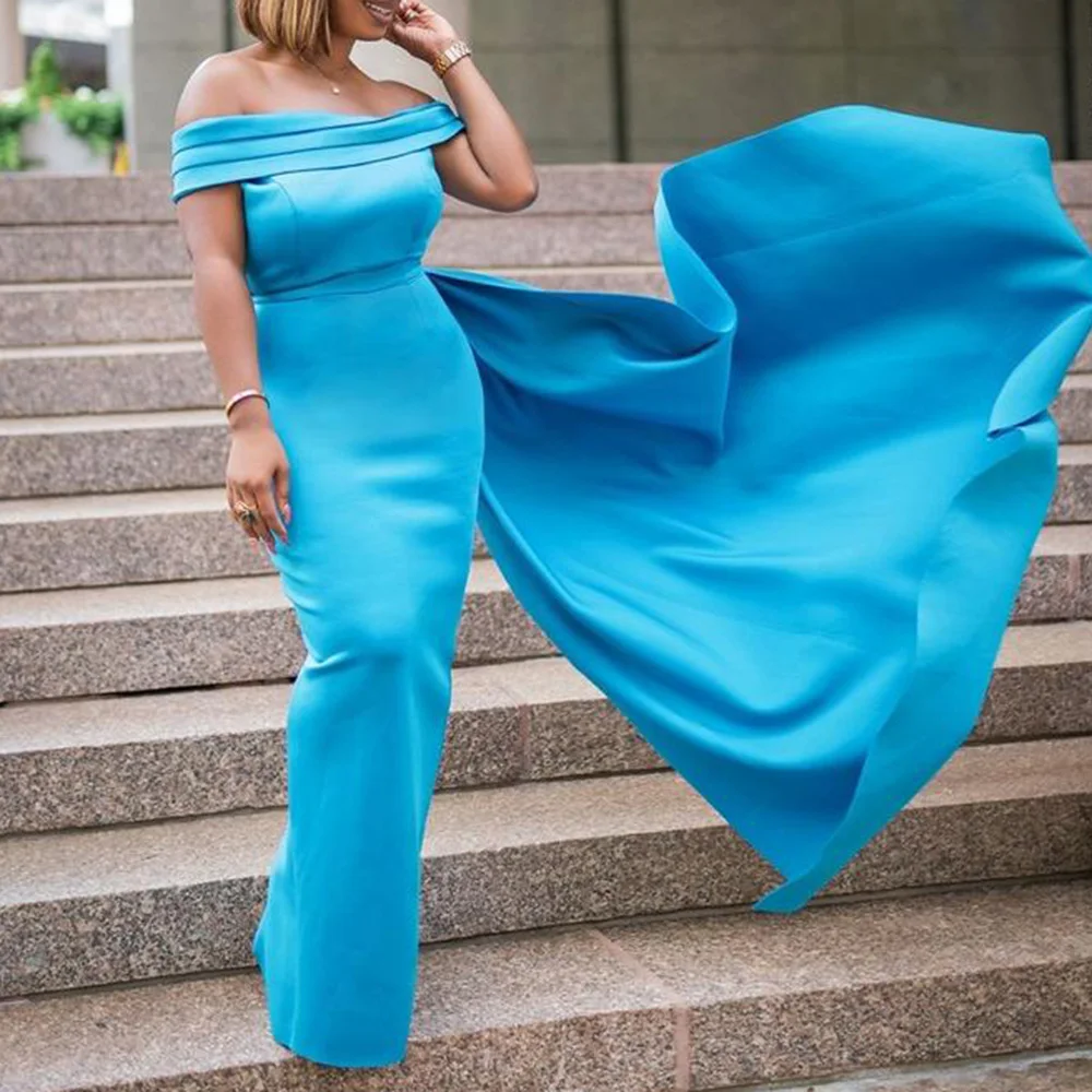 

Elegant Dress Women Blue Off Shoulder Floor Length Celebrity Evening Party Bodycon 2022 New Year Chritmas Event Gown Long Dress