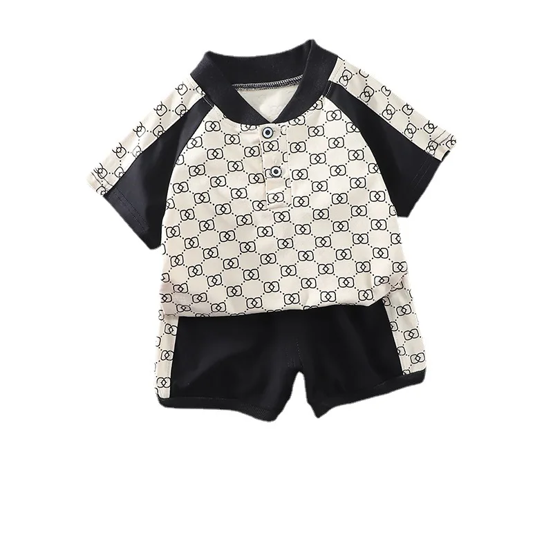 

New Suit Boys Girls T Shirt Shorts 2 Piece Fashion Toddler Boy Clothing Summer Cotton Boys Girls Sports Childrens Clothing Kits