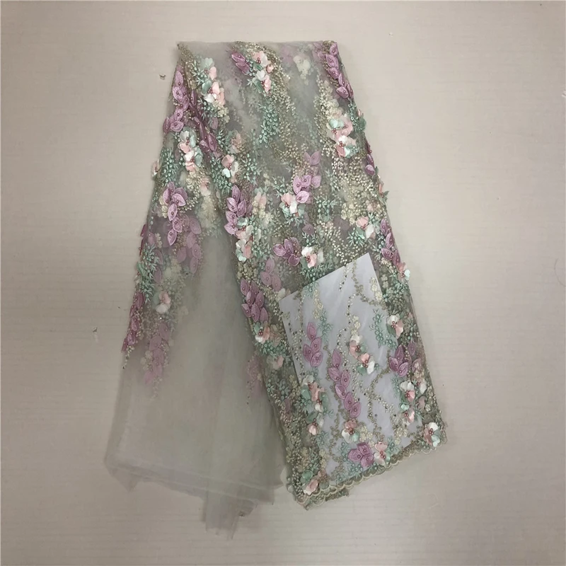 2018 African 3D Lace Fabrics Latest Style Ribbon Embroidered Tissue Gray Dress For Women Hk05-1 | Дом и сад