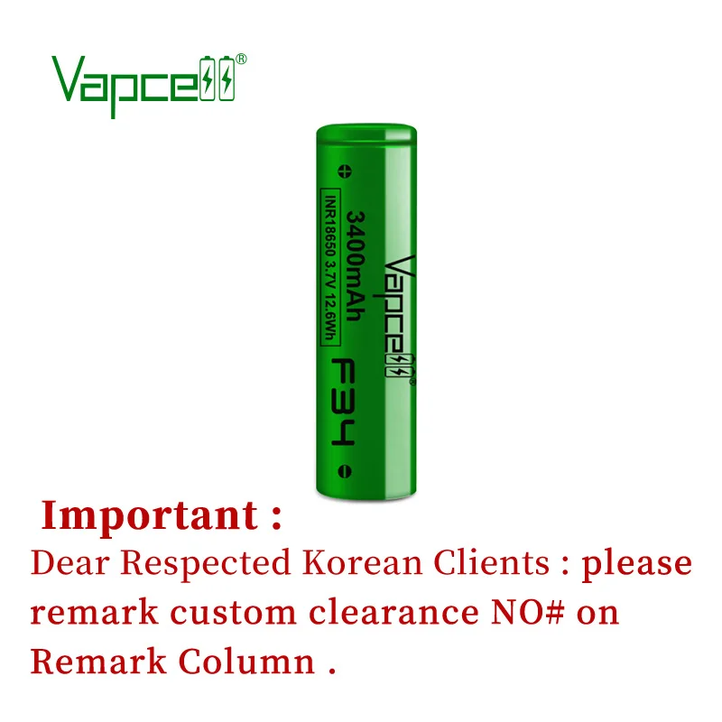 Литий-ионная аккумуляторная батарея Vapcell INR 18650 F34 3400 мАч 10A/20A 3 7 в мощнее чем ячейки