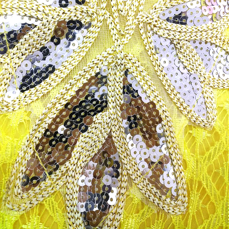 2020 модное дизайнерское красивое желтое кружевное платье с аппликацией и