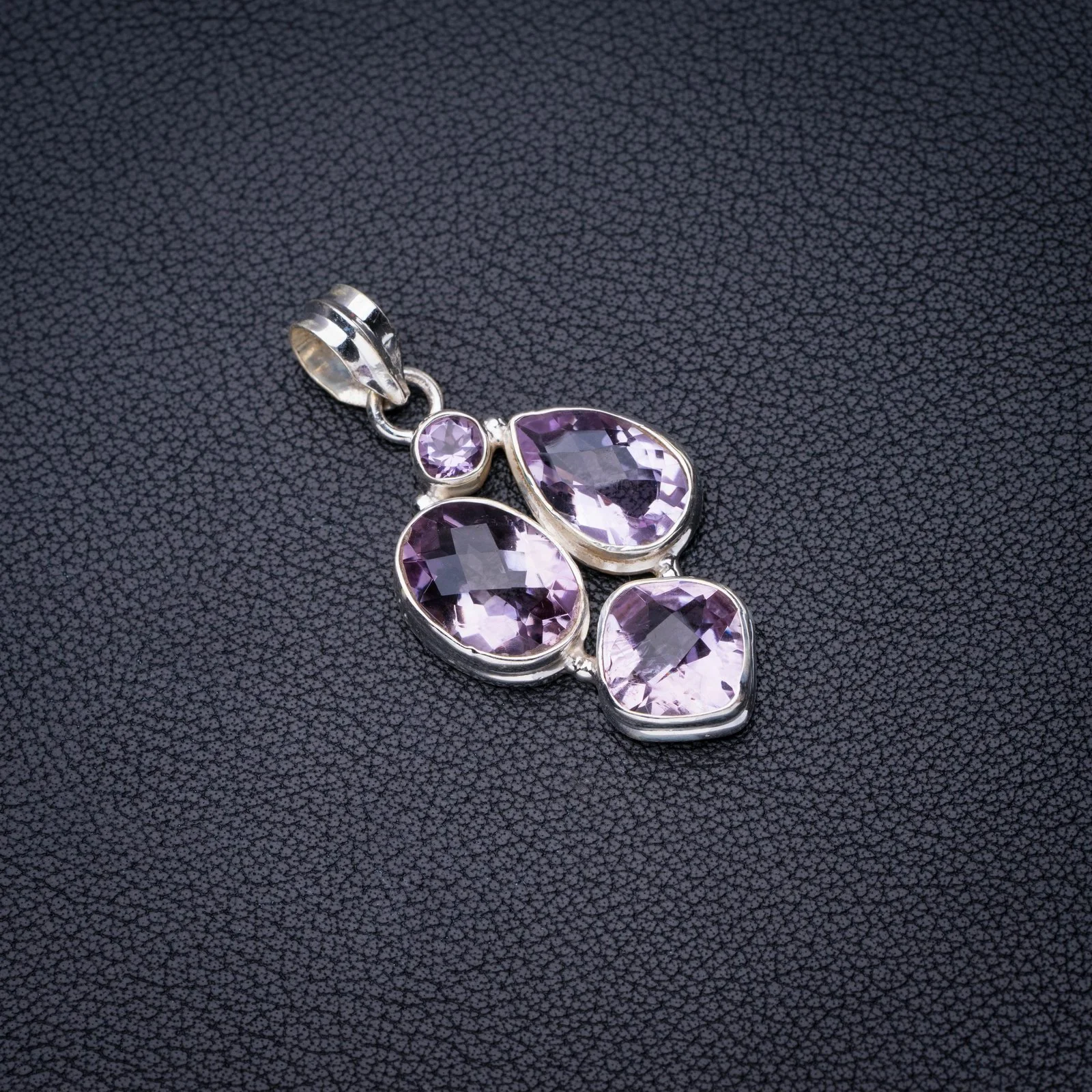 

StarGems Natural Amethyst Handmade 925 Sterling Silver Pendant 1.75" E3950