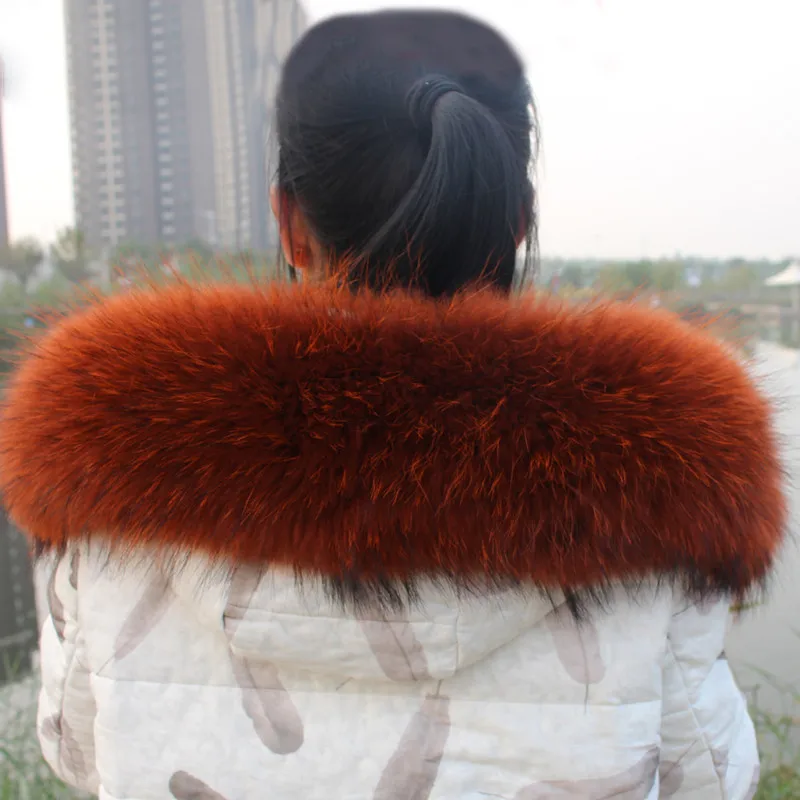 Модная Роскошная Коллекция 100% года натуральный мех енота воротник унисекс