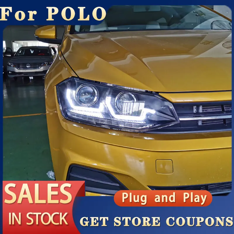 

For Car VW POLO Head lights 2018-2020 DRL Day Running Light LED Bi Xenon Bulb Fog Lights Car Accessory POLO Head Lamp