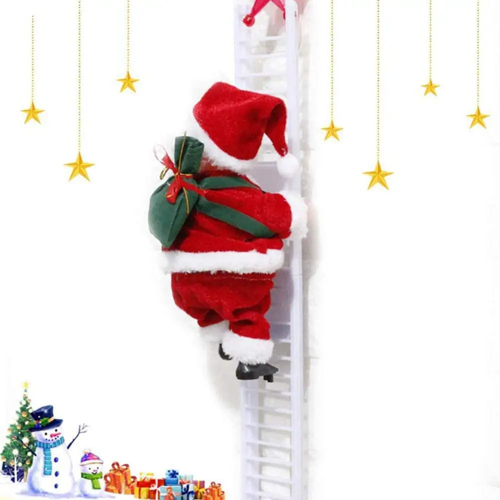 Christmas Santa Claus Electric Climb Ladder Hanging Decoration Tree Ornaments New Year Xmas Party Decor Kids Gifts | Дом и сад