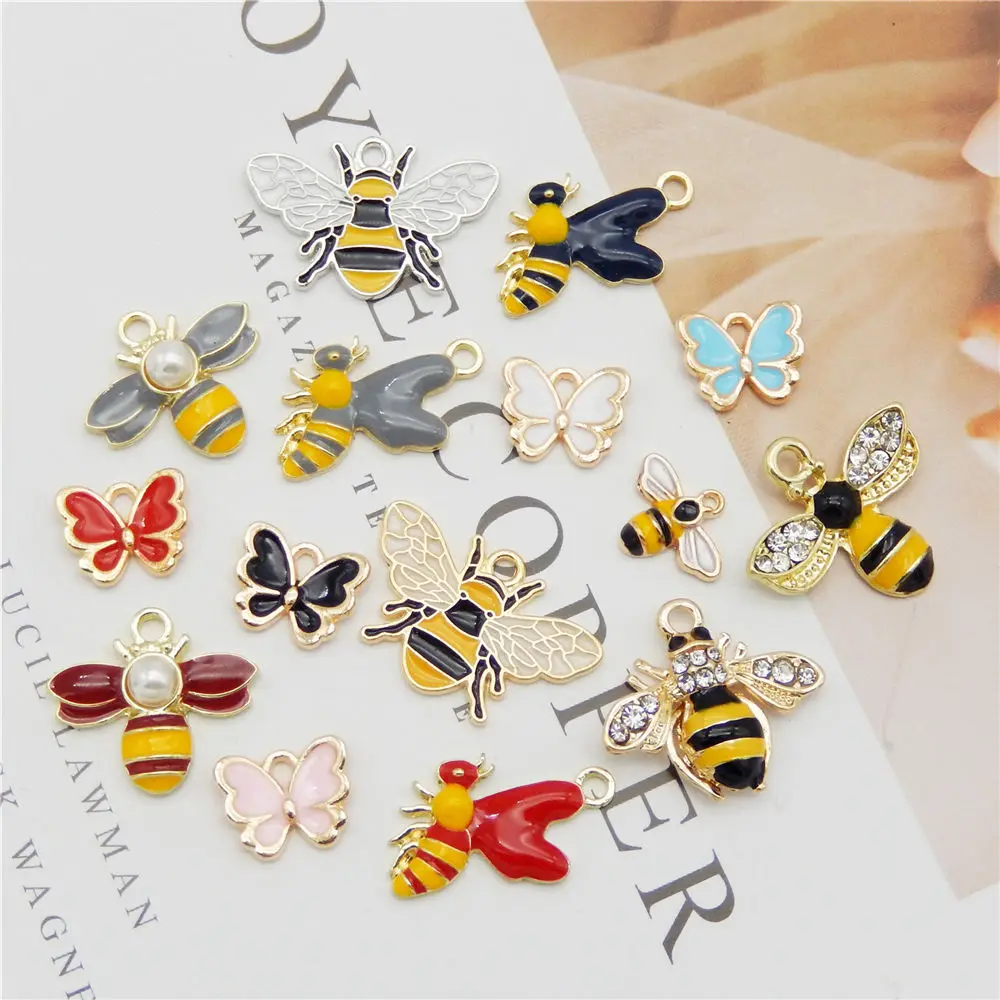 Подвески для ювелирных изделий эмалированные в виде шмеля 15 шт. | Шармы