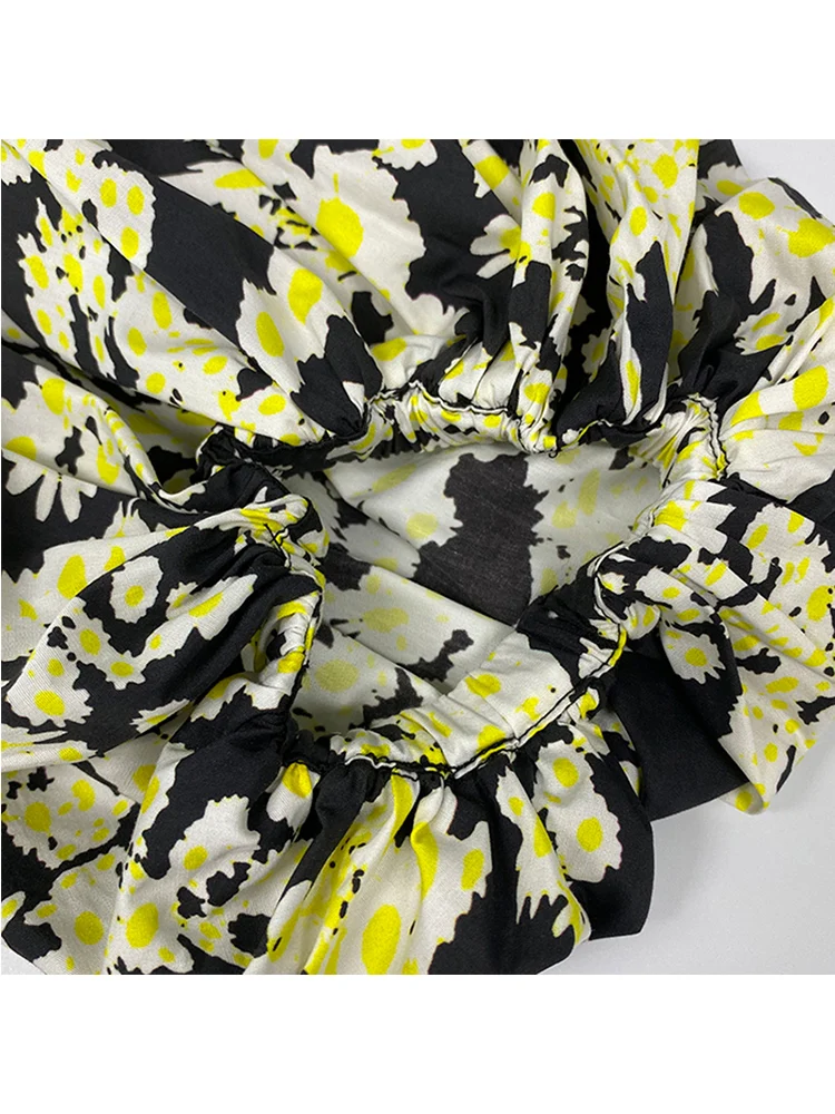 

Retro print stand-up collar single-breasted lantern sleeve loose cotton dress ladies summer new fashion free shipping