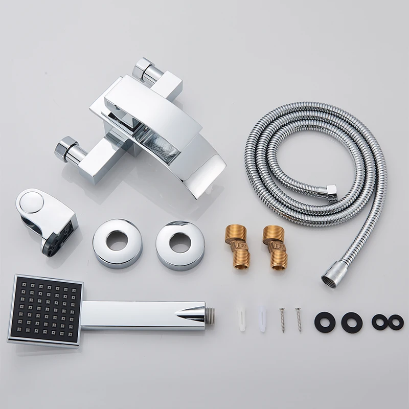 ULGKSD Chrome Plated Bathtub Faucet Set Waterfall Spout Solid Brass Hot Cold Mixer Tap Bath Shower Faucets Wall Mounted | Обустройство