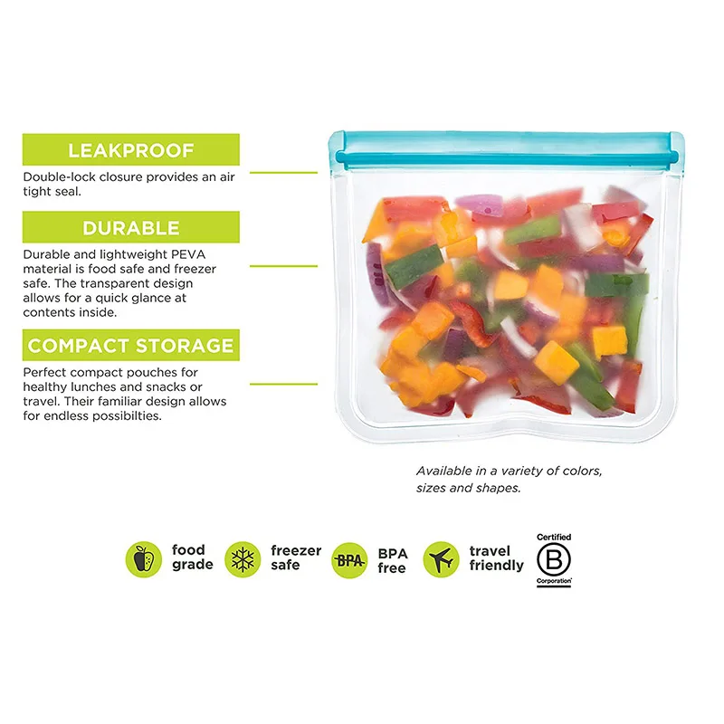 3 шт./компл. сумка для хранения продуктов многоразовая на молнии PEVA герметичная