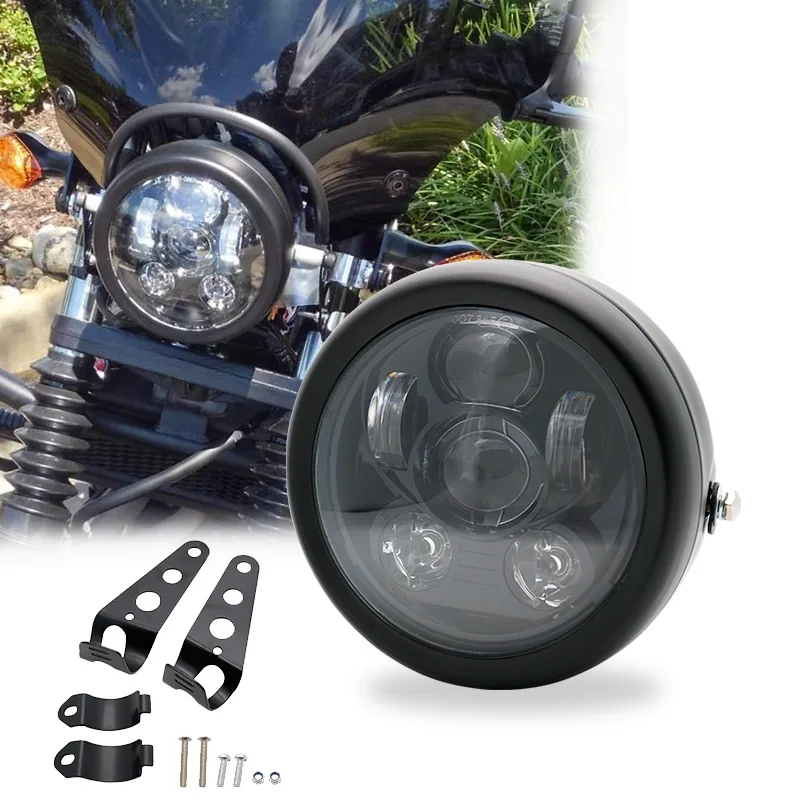 5.75 inch Motorcycle LED Headlight Housing With 5-3/4 Headlights for Honda Suzuki Kawasaki Vulcan Cruiser Bike Cafe Racers |