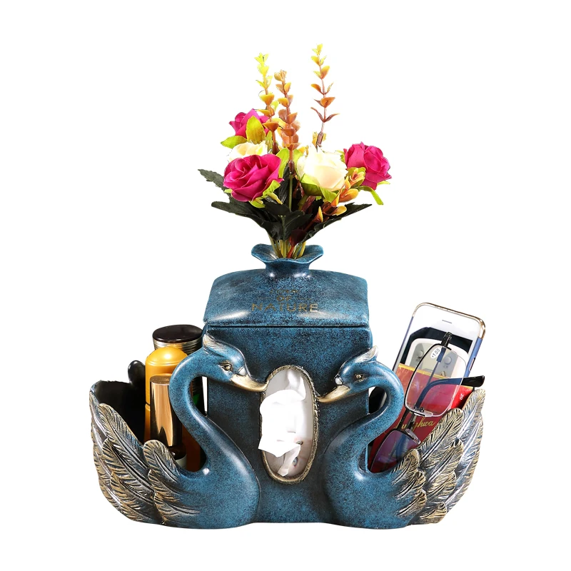 

European Resin Swan Tissue Box Decoration Art Home Livingroom Drawer Ornaments Office Coffee Table Storage Box Figurines Crafts