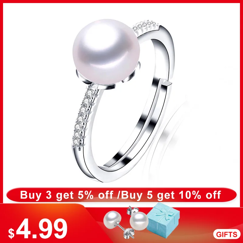 Женские кольца из серебра 925 пробы с натуральным пресноводной жемчужиной
