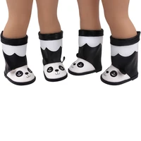 18 inch girls doll american shoes black white panda boots newborn shoe baby toys fit 43 cm baby dolls gift e1