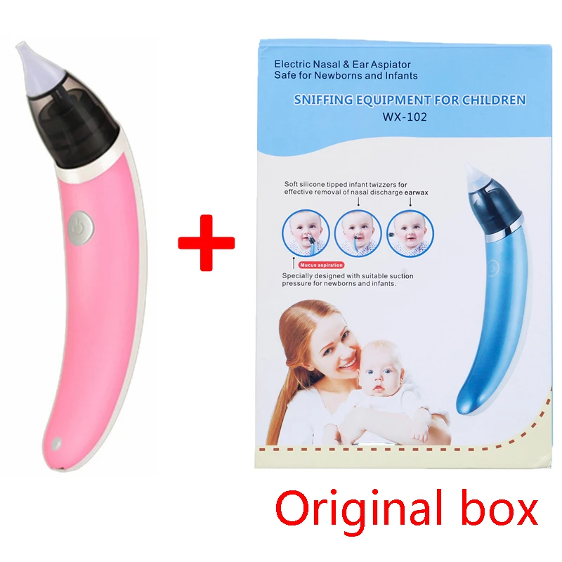pink with a box Детские нос гигиенические пылесос Аспиратор Назальный безопасный Электрический 5-ступенчатая Пластик регулировка для новорожденных Одежда для маленьких детей - Цвет: pink with a box