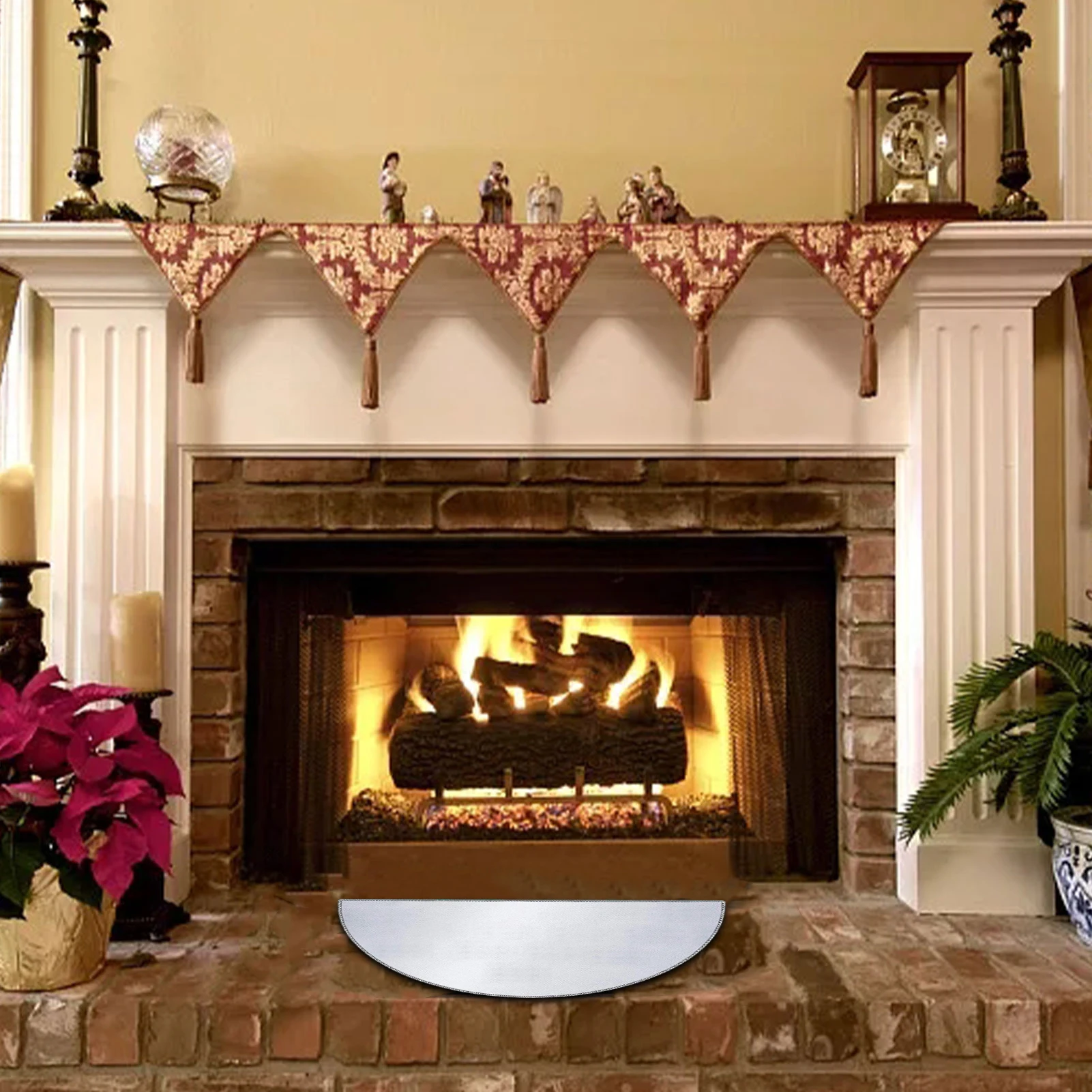 

Fire Retardant Heat Insulation Half Round Fireplace Carpet Non-slip Mat Survival Emergency Blankets For Outdoor Camping Pad