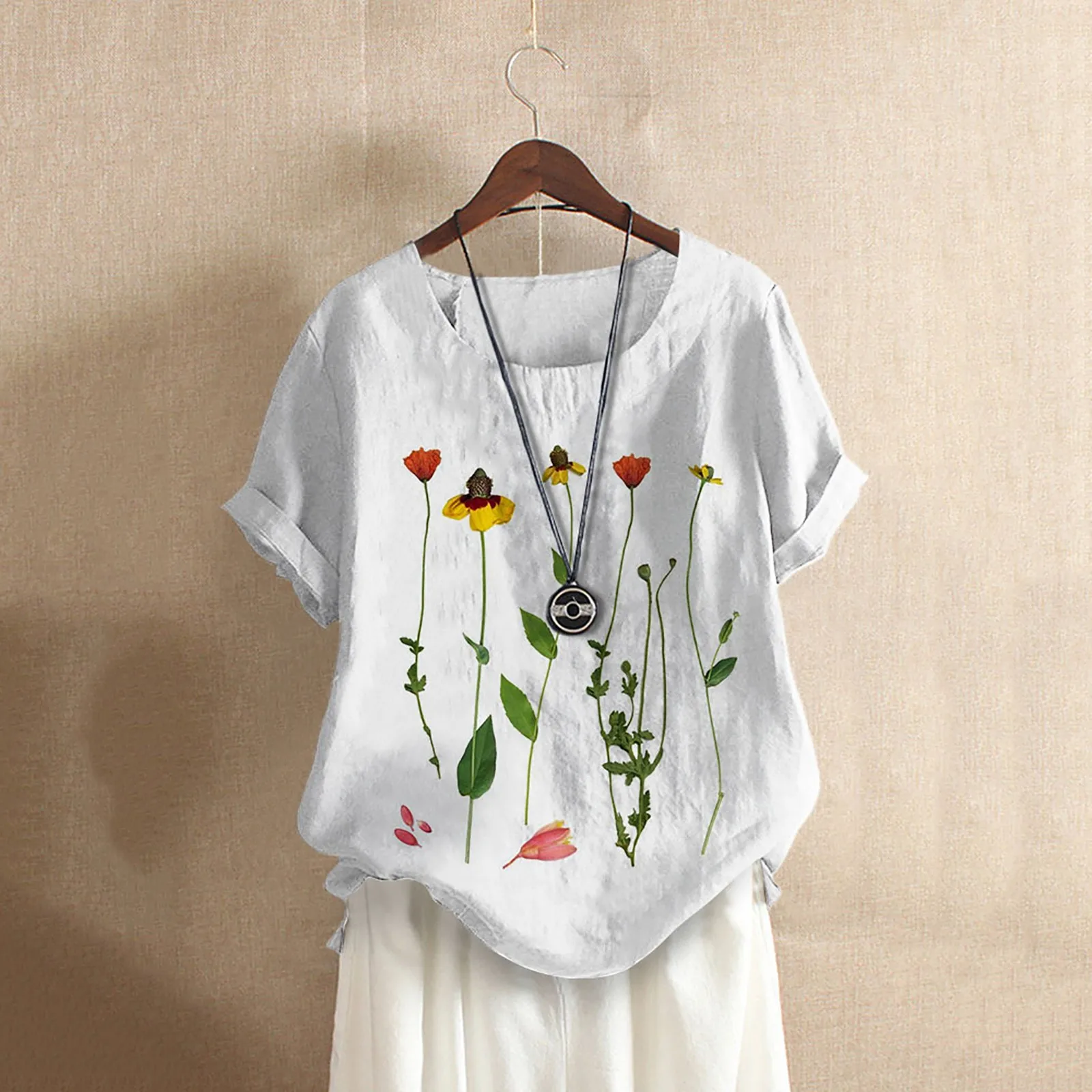 

Feitong Blouses Women's Shirt Casual Plus Size O-neck Printed Loose Button Tunic Shirt Blouse Tops Summer Fashion Shirts 2021#G