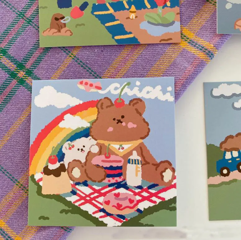 9 штук/упак. милые конфеты мягкий медвежонок карта Настенный декор для спальни