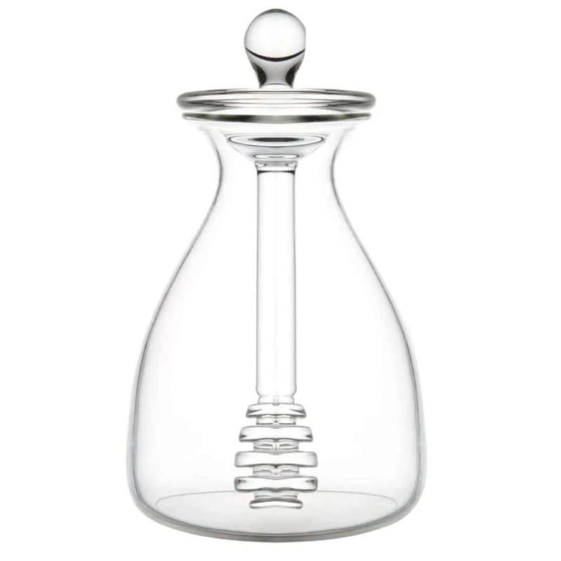 

Clear Honey Pot Glass Honey Jar with Dipper and Lid Cover for Home Kitchen,14 Ounces for Home Kitchen Store Honey Bee