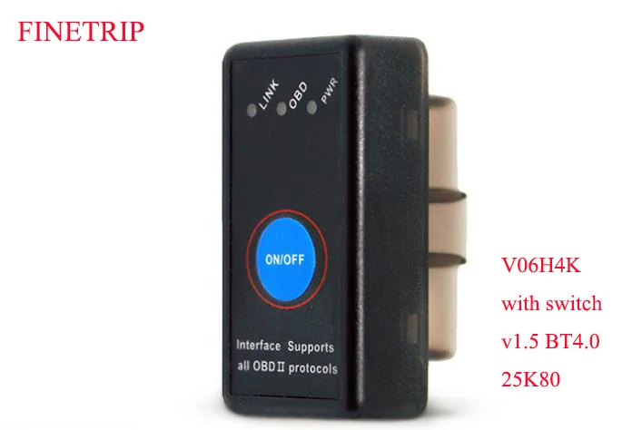 OBD2 считыватель кодов Bluetooth j1850 выключатель питания вкл/выкл 12 В OBDII диагностический инструмент сканер для IOS ELM327 V1.5 PIC18F25k80 чип