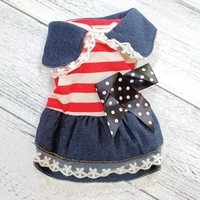 denim dog dress with bowknot summer designer dog clothes for small dogs york skirt princess wedding party dress puppy clothes