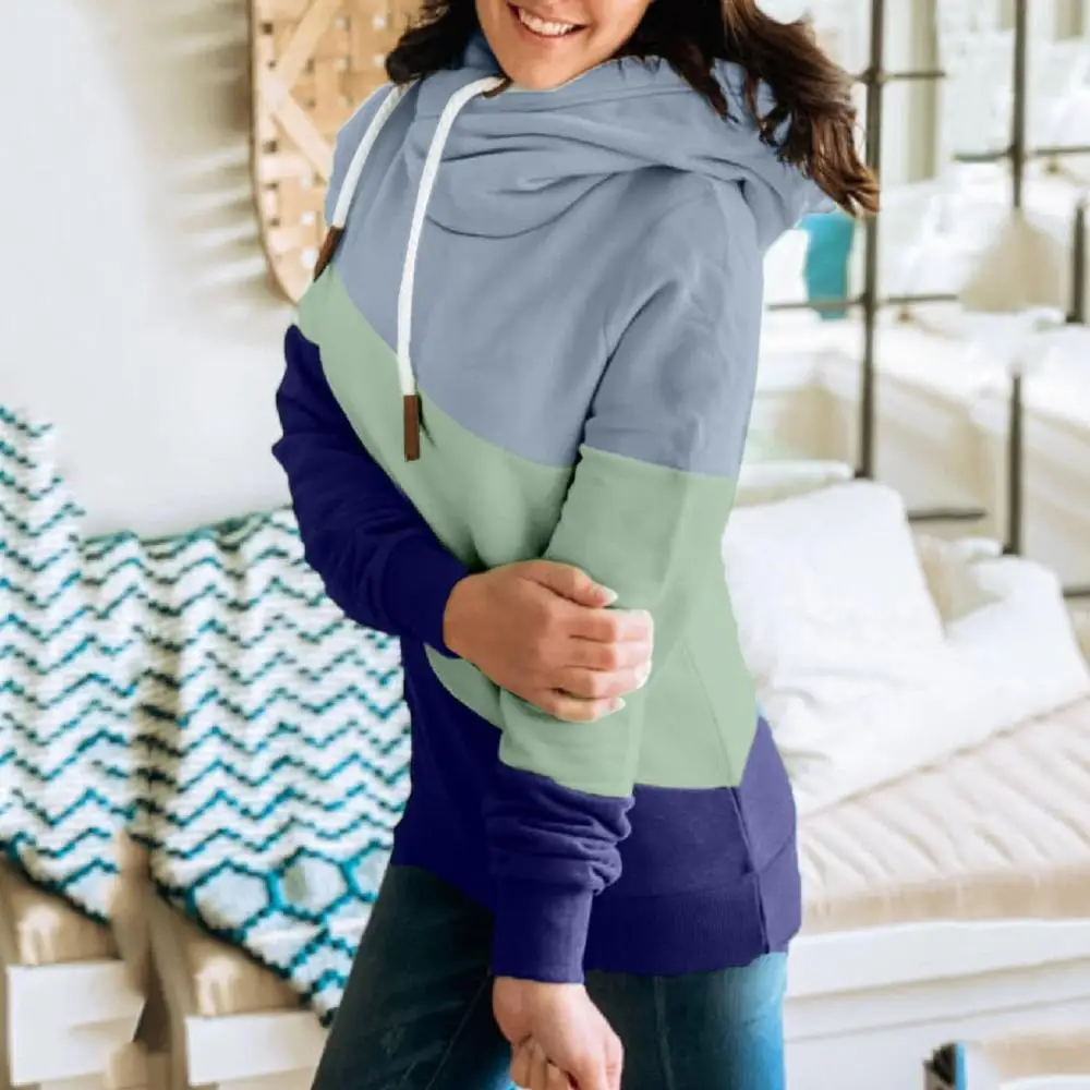 Женская толстовка с капюшоном Sudadera Mujer 2020 Повседневная однотонная контрастная