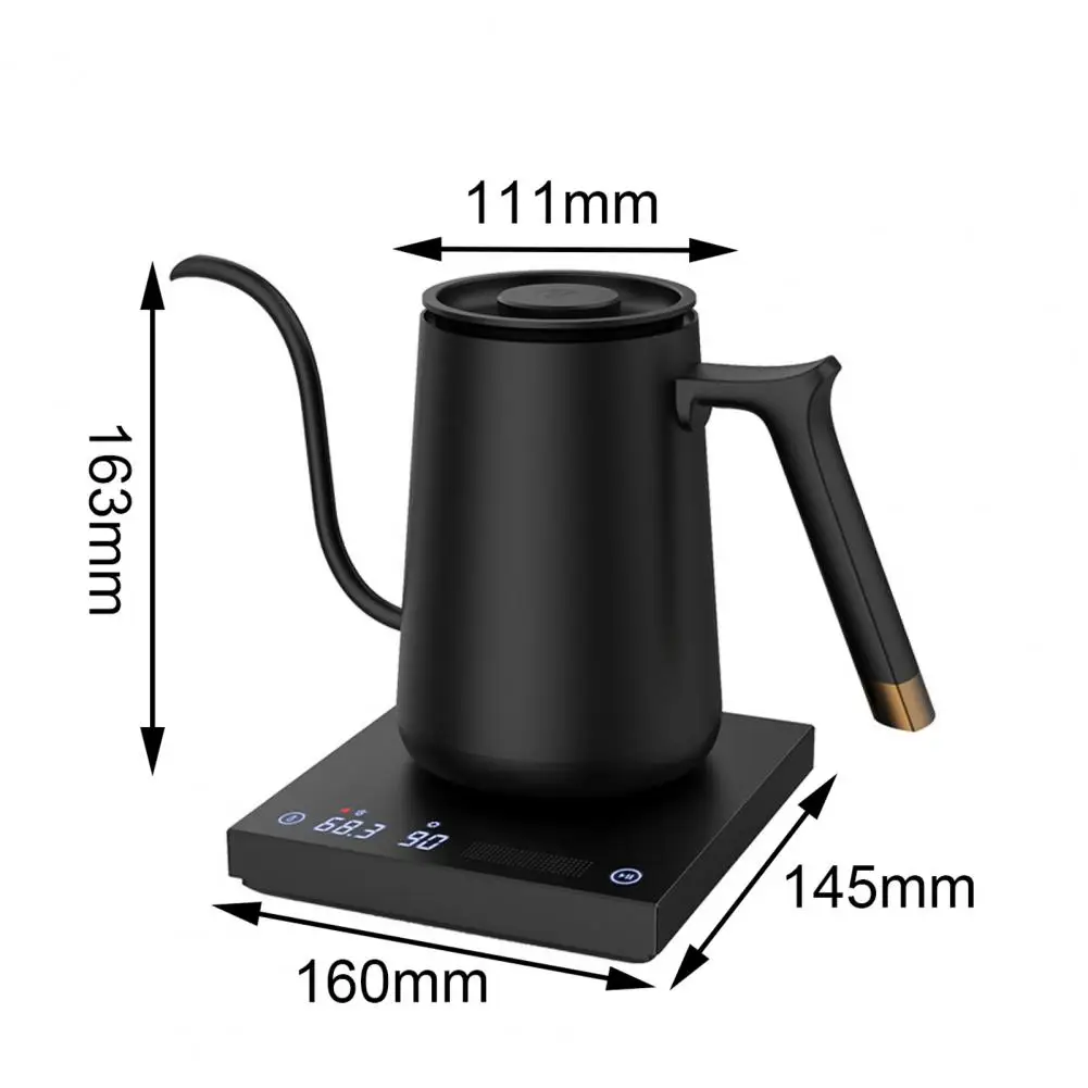 

Electric Coffee Pot Hot Water Jug Temperature-Control Heating Water Bottle Stainless Steel Gooseneck Tea Kettle 600ml 800ml
