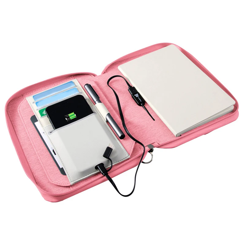 Веганская кожа Беспроводное зарядное устройство сумка для ноутбука с блокнотом