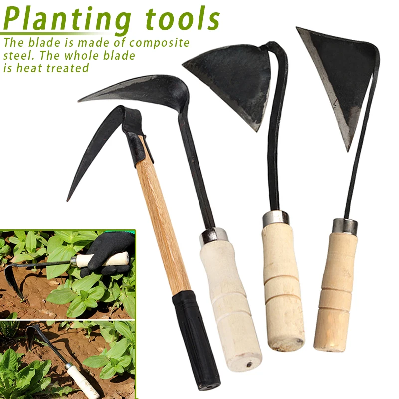 

Hand Plow Wooden Short Handle Hoe Korean Style Traditional Garden Digger Tool for Better Home Garden IQ6