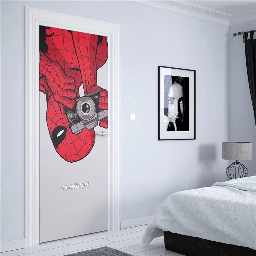 Наклейки на двери Железный человек Капитан Америка Человек-паук Marvel мстители