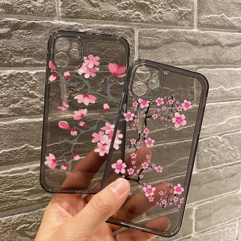 

Cherry Blossom Tree Phone Case Transparent for iPhone 7 8 11 12 se 2020 mini pro X XS XR MAX Plus high quality etui shell