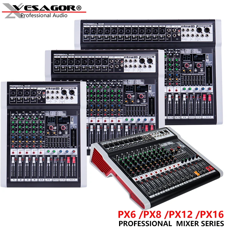 Микшер Audio PX12 12-канальный контроллер DJ саундборд с 16 DSP эффектами USB Bluetooth XLR Aux входным интерфейсом.