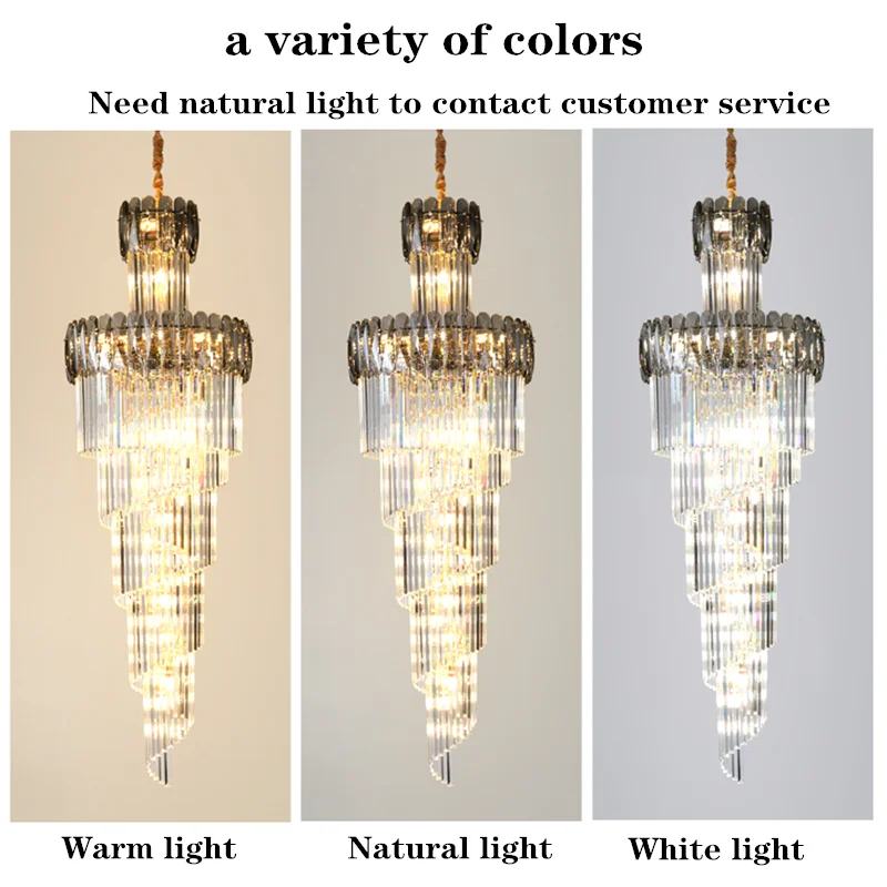 

Duplex building lobby chandelier, spiral staircase, elegant hotel lobby project, modern villa living room hollow crystal lamp