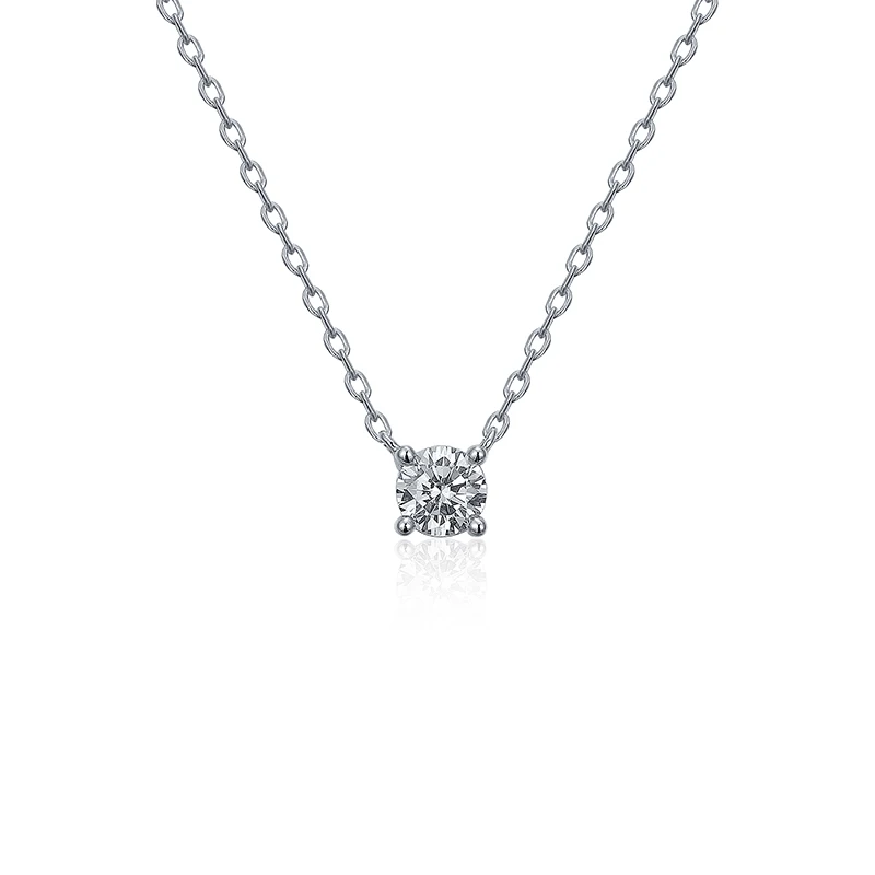 

Trendy 18K Gold Plated 925 Sterling Silver Brilliant Round Cut Cz Zircon Pendant Necklace 925 Silver CZ Necklace Prong Setting
