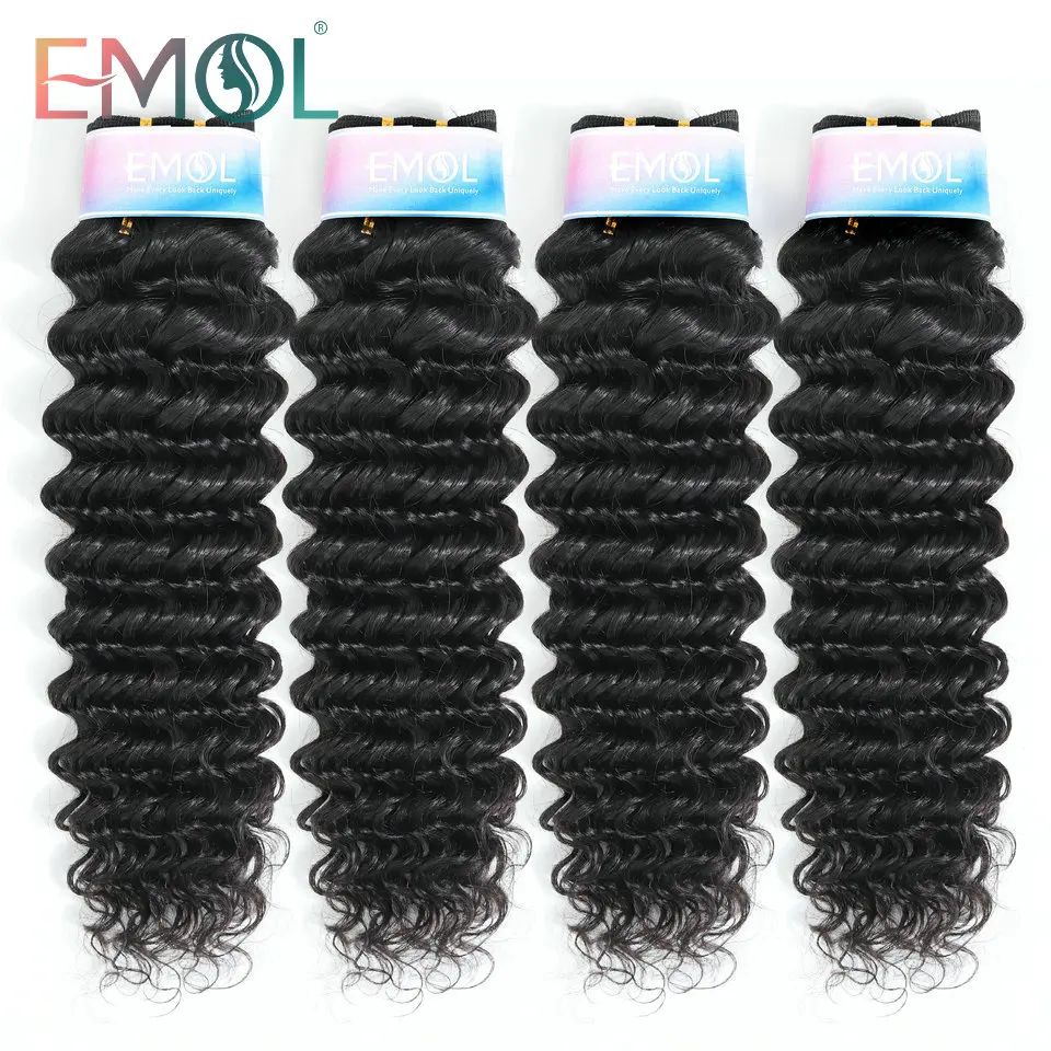 

Эмоль волос глубокая волна перуанские вьющиеся волосы переплетения пряди 1/3/4 шт 100% пряди человеческих волос для Инструменты для завивки во...