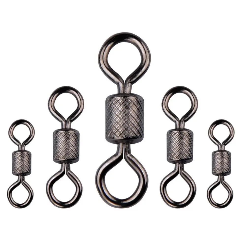 

50PCS Fishing Swivels Ball Bearing Swivel with Safety Snap Solid Rings Rolling Swivel for Carp Fishing Accessories