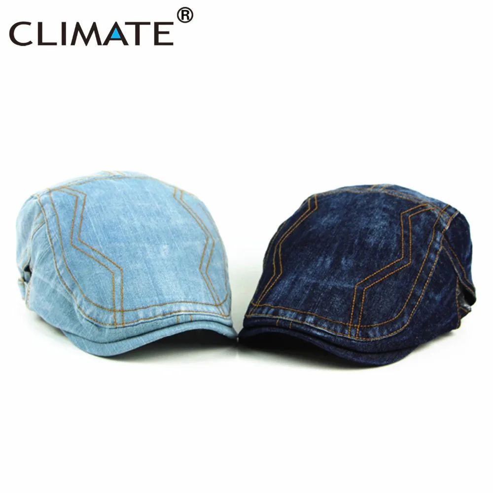 Кепка CLIMATE Denim плоская Мужская берет регулируемая шапка из хлопка и денима