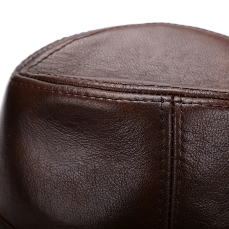 

Classic warm hat for men and women in autumn and winter, real cowhide leather hat, British wind Panama gentleman casual top hat